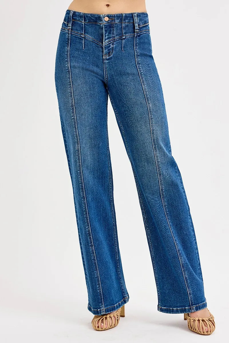 RISEN Seam Detail Wide Leg Jeans - women's bottoms at Lola Mariee boutique