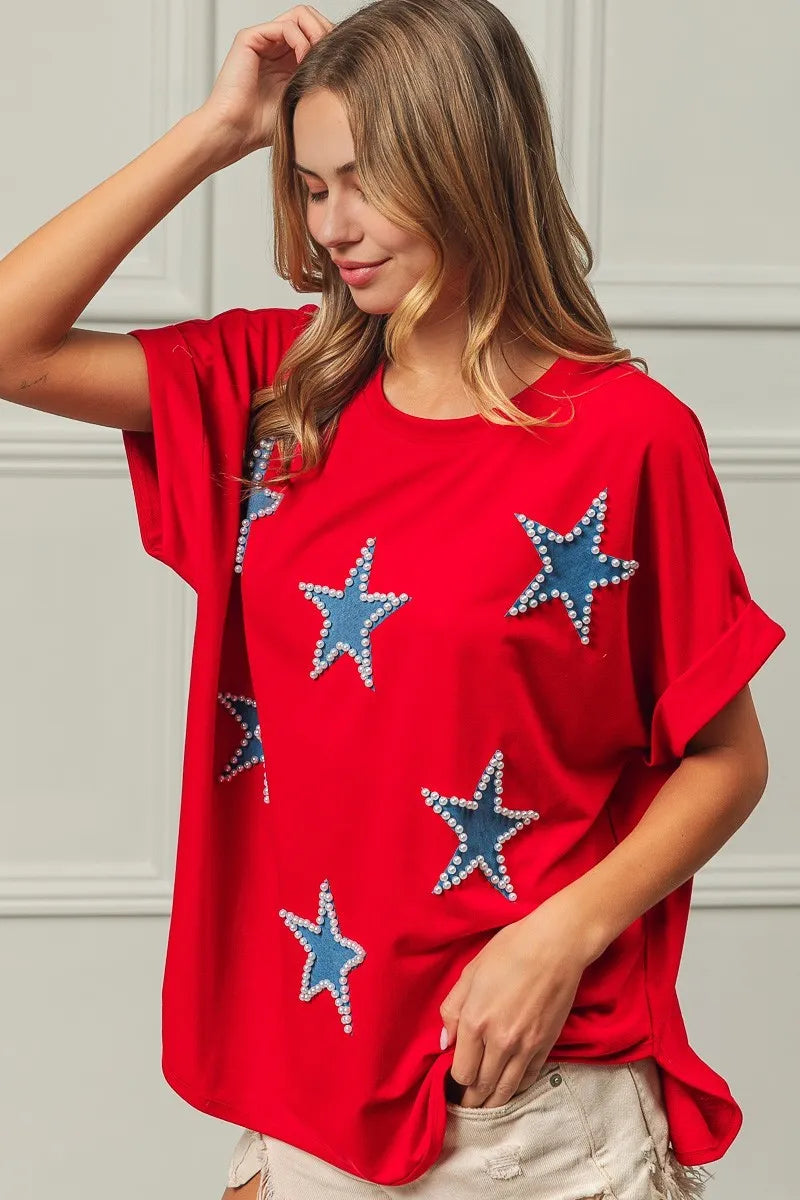 BiBi Fourth Of July Terry T-Shirt - Trendsi | Lola Mariee