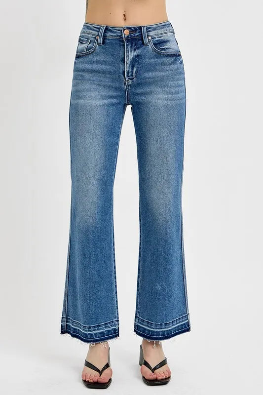 RISEN Full Size Raw Hem Ankle Bootcut Jeans Plus Size - women's shoes at Lola Mariee boutique