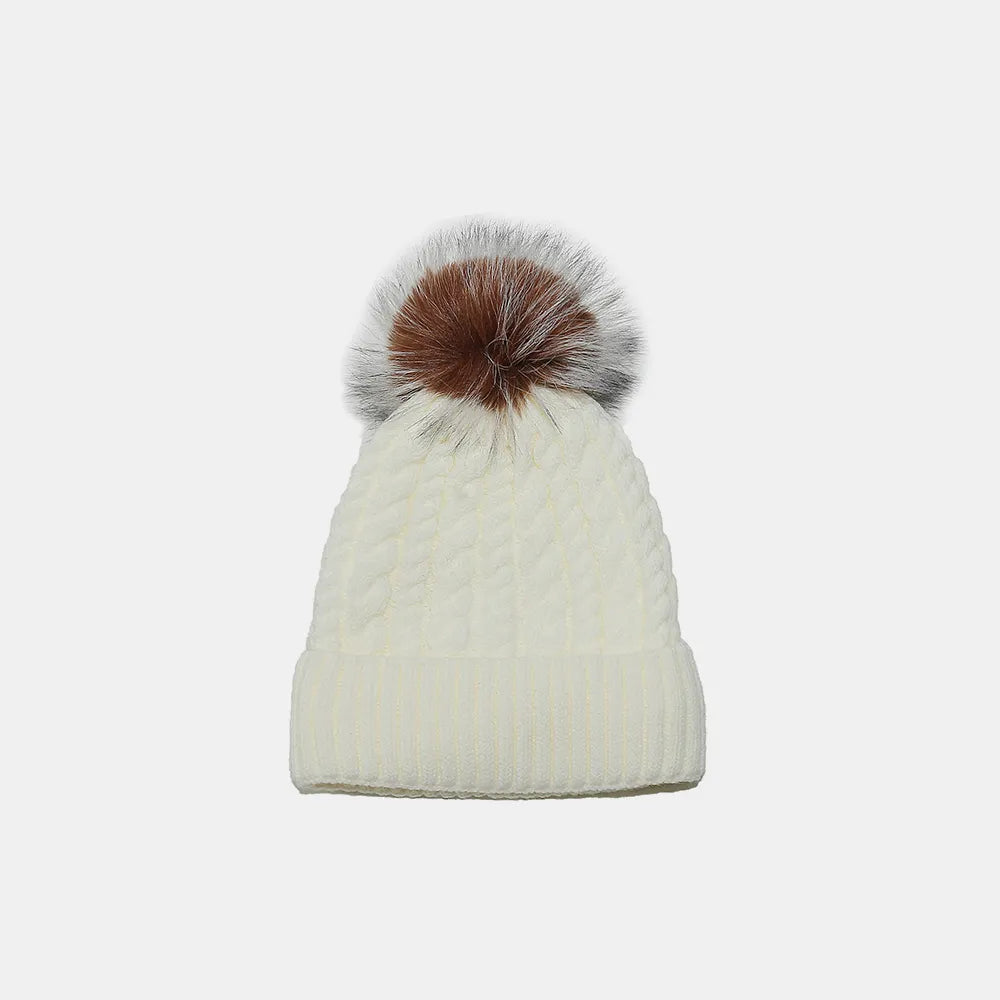 Cable Knit Winter Hat with Pompom – view 7 | Lola Mariee