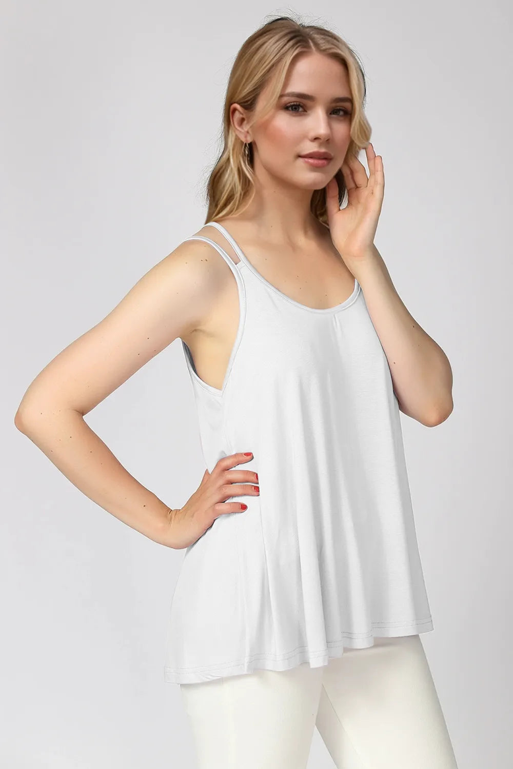 Basic Bae Bamboo Scoop Neck Double Spaghetti Straps Cami – view 5 | Lola Mariee