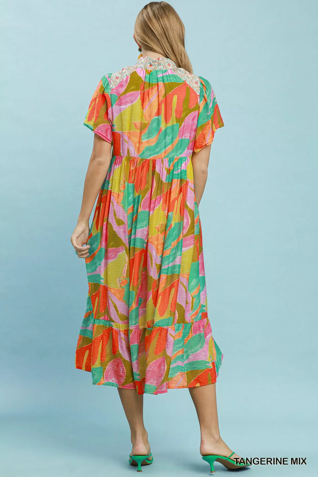 Umgee Abstract Tropical Print Tiered Midi Dress - Trendsi | Lola Mariee