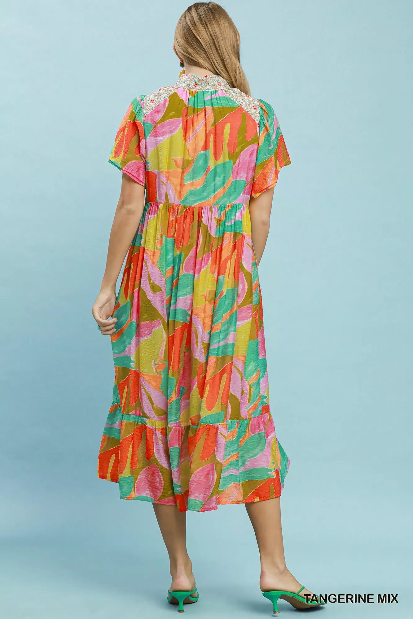 Umgee Abstract Tropical Print Tiered Midi Dress - Trendsi | Lola Mariee