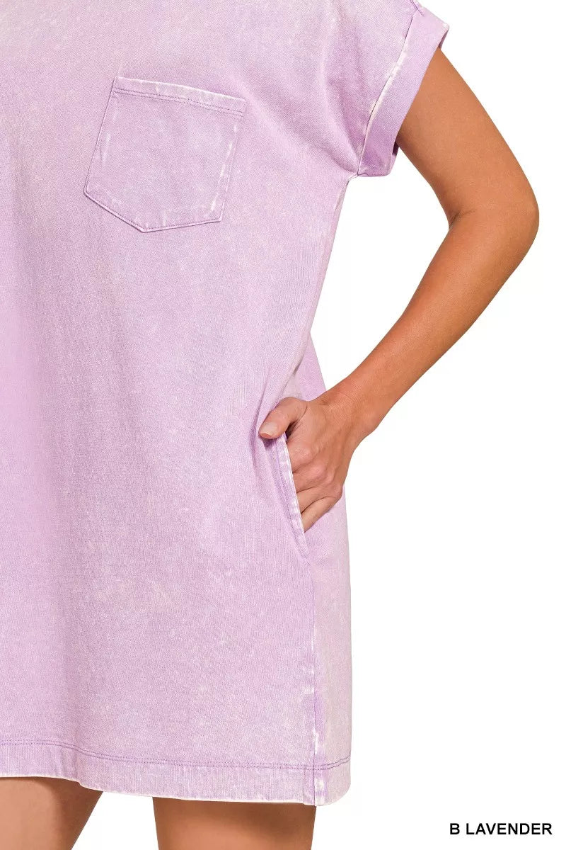 Zenana Premium Cotton Washed T-Shirt Dress - Trendsi | Lola Mariee