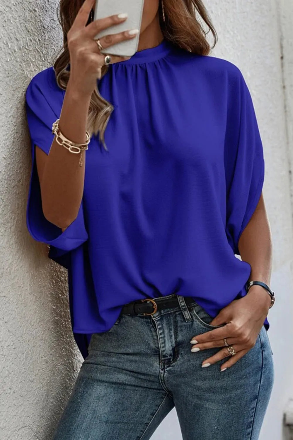 Tie Back Slit Half Sleeve Blouse – view 7 | Lola Mariee