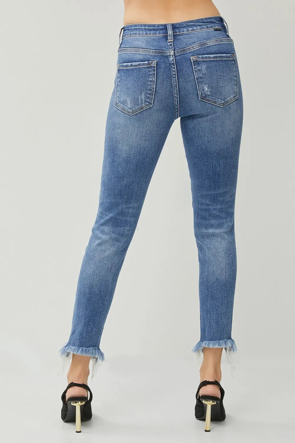 RISEN Distressed Frayed Hem Slim Jeans - LOLA MARIEE | Lola Mariee