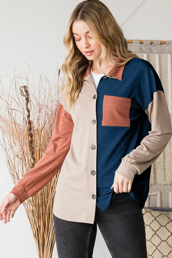 Heimish Full Size Color Block Button Down Shirt – view 4 | Lola Mariee