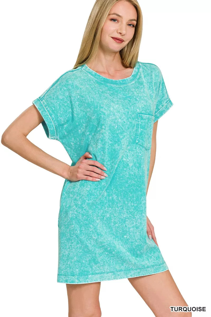 Zenana Premium Cotton Washed T-Shirt Dress - Trendsi | Lola Mariee