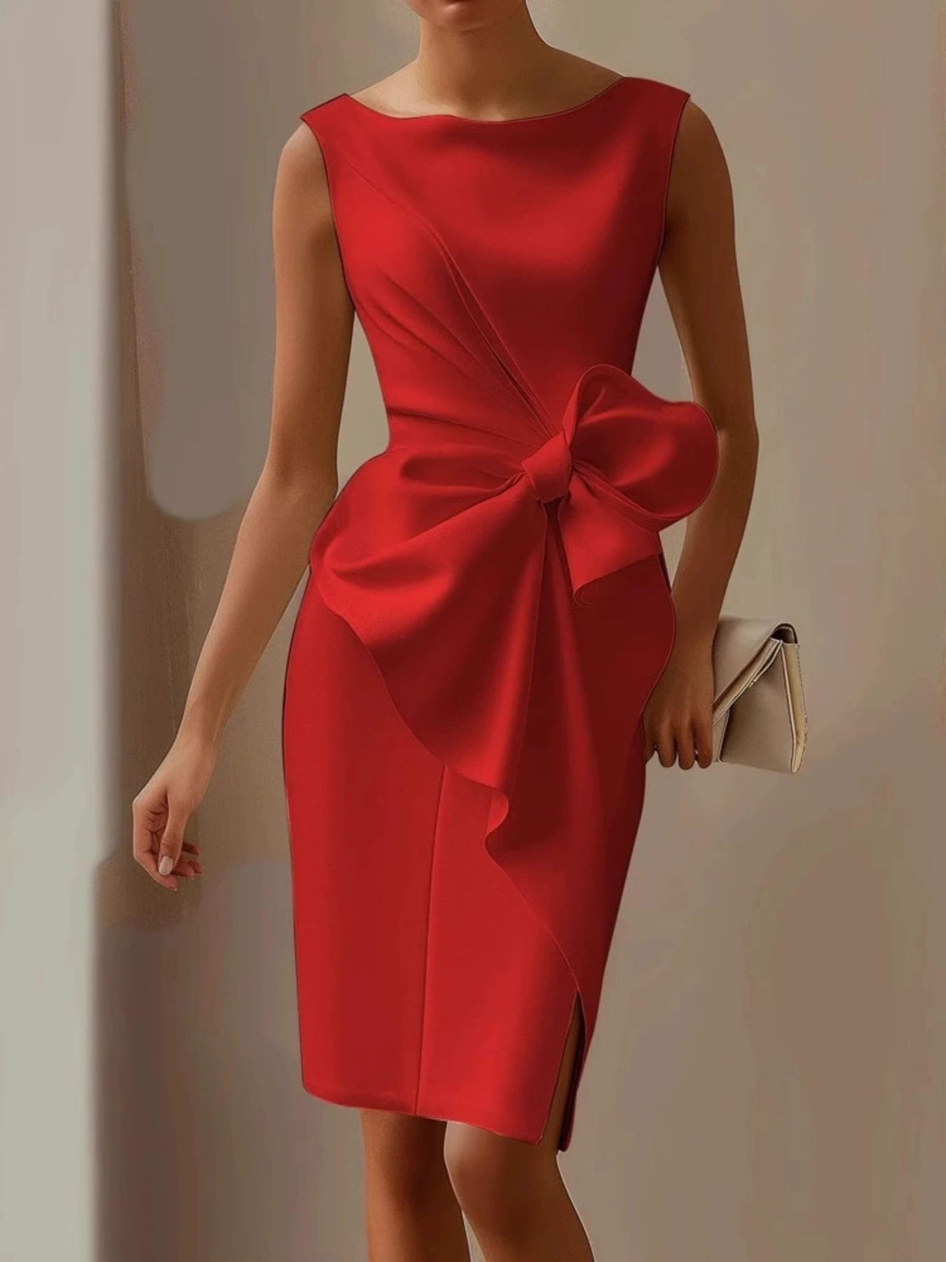 Full Size Bowknot Front Sleeveless Dress Plus Size – view 6 | Lola Mariee