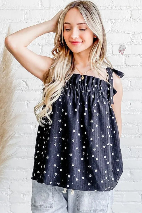 And The Why Daisy Polka Dot Print Ruffle Tank Top | Lola Mariee