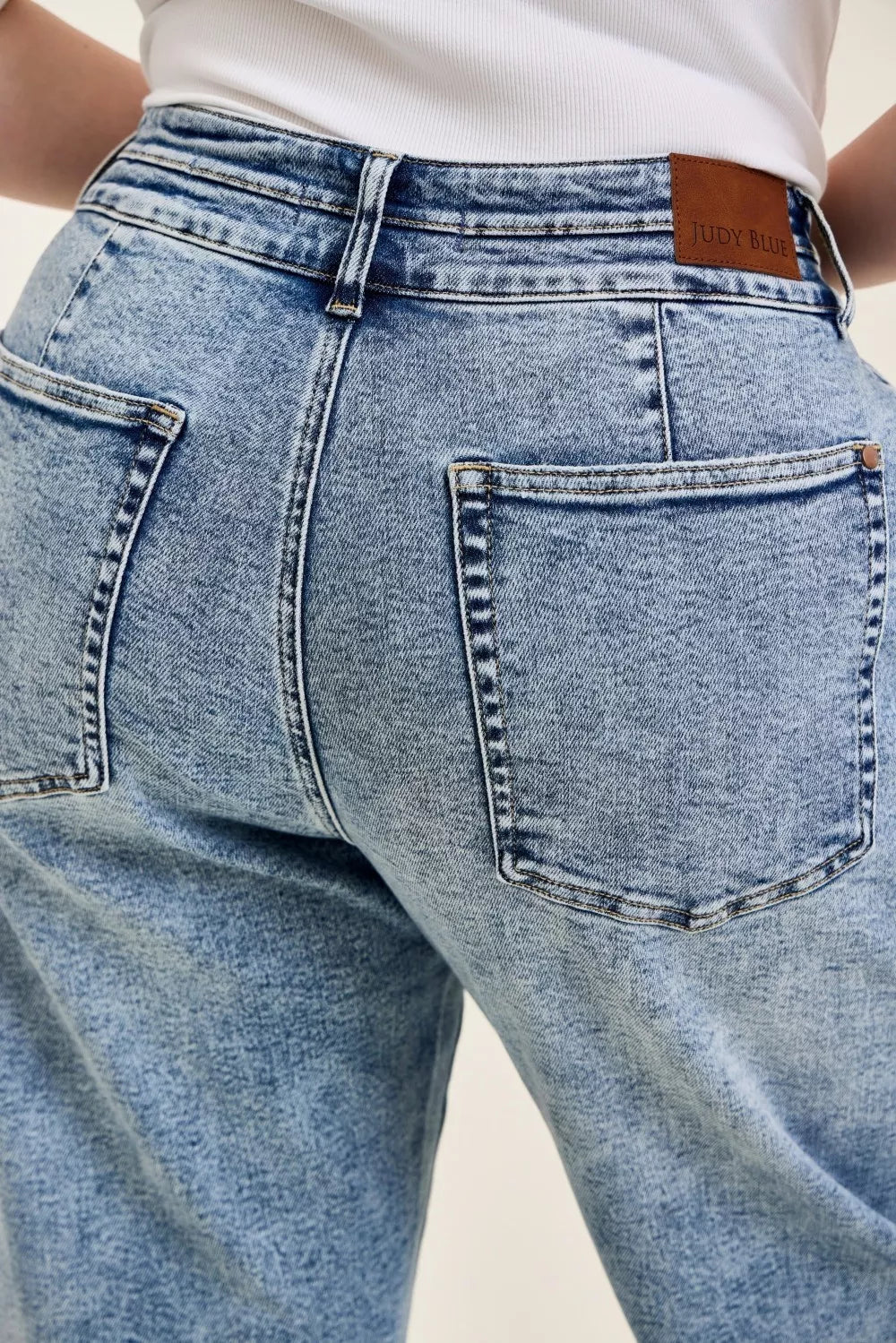 Judy Blue Full Size High Waist Marlow Arc Leg Jeans with Double Waistband Plus Size - Trendsi | Lola Mariee