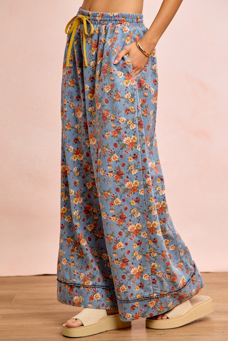 BiBi Floral Printed Drawstring Wide Pants - Trendsi | Lola Mariee