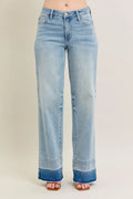 Judy Blue Full Size Mr Release Hem Wide Leg Jeans Plus Size - women's bottoms at Lola Mariee boutique
