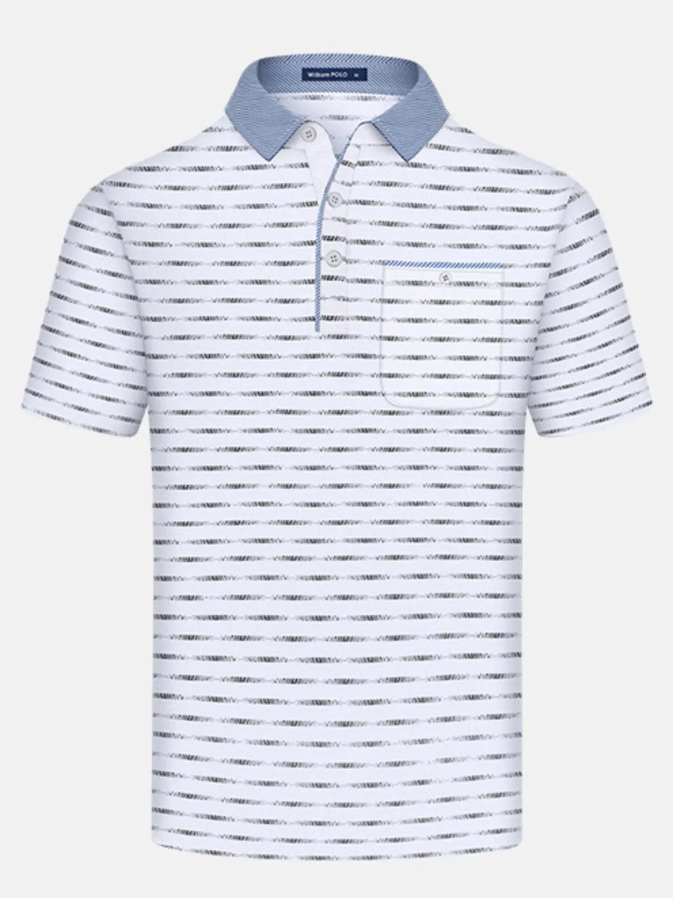 Men's Plus Size Classic Striped Polo Shirt with Contrast Collar – view 5 | Lola Mariee