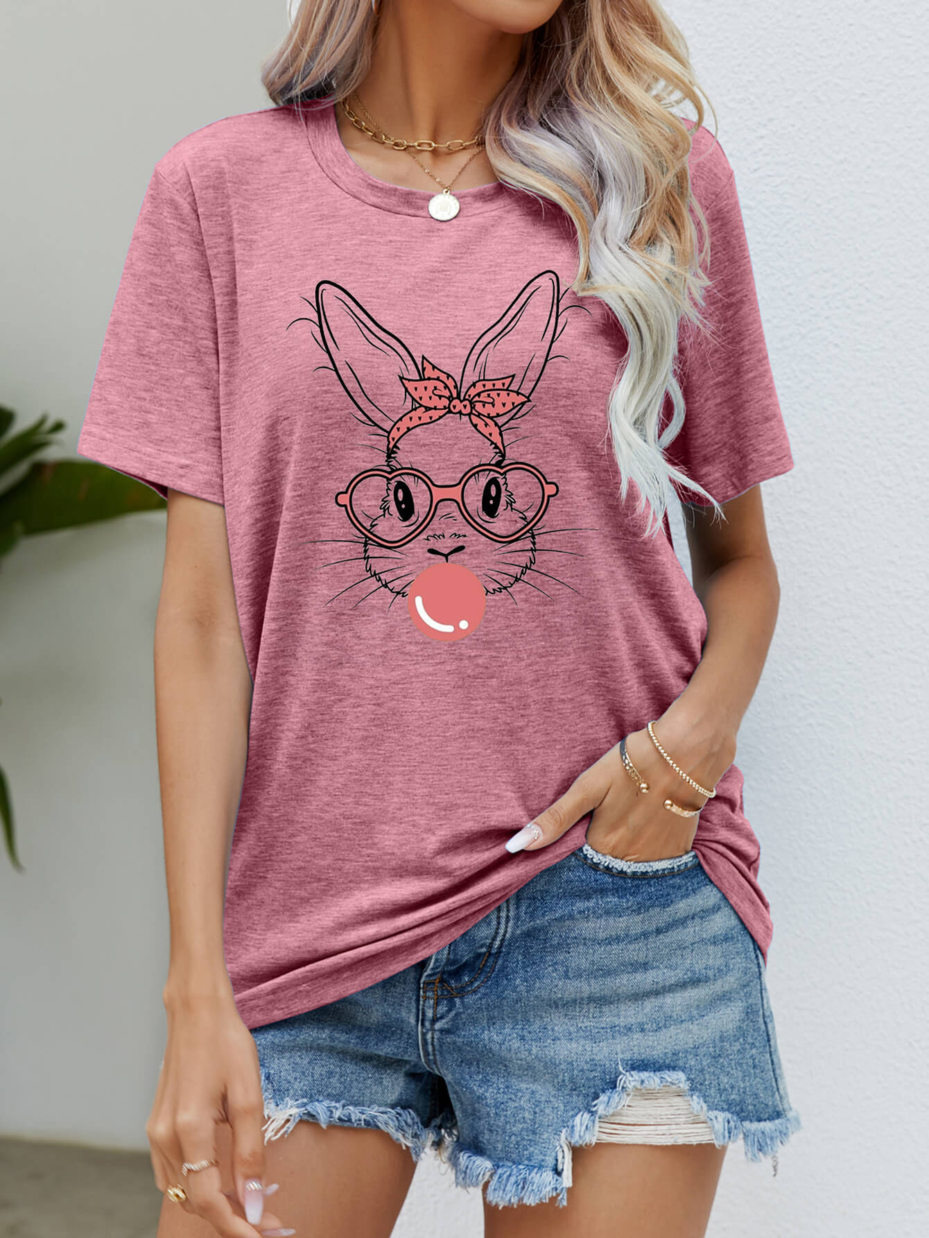 Easter Bunny Graphic Round Neck T-Shirt – view 10 | Lola Mariee