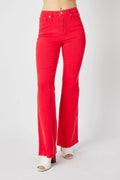 Judy Blue Full Size Hw Tummy Control Garment Dyed Flare Jeans Plus Size - women's bottoms at Lola Mariee boutique