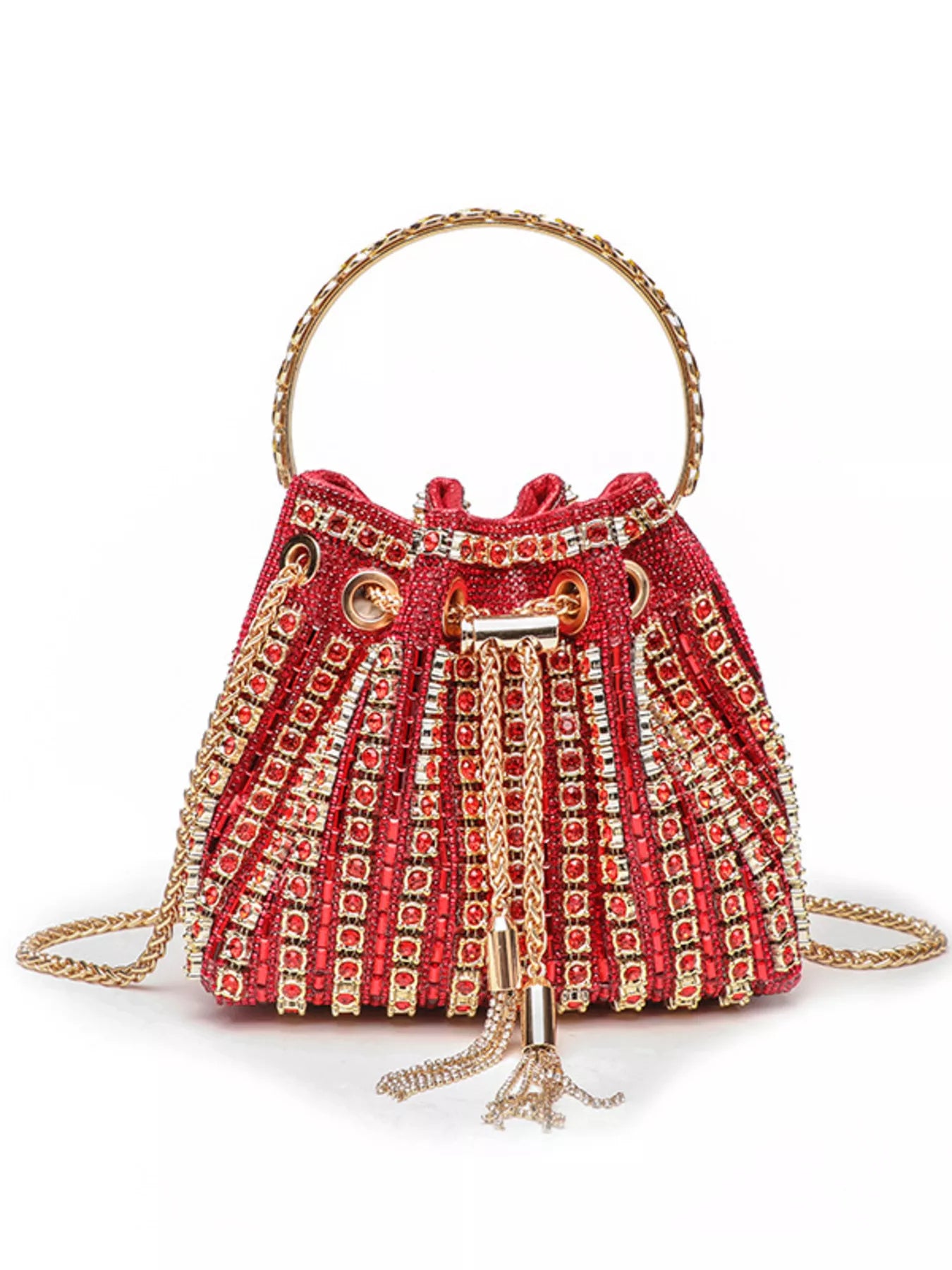 Rhinestone Embellished Bucket Crossbody Bag - Trendsi | Lola Mariee