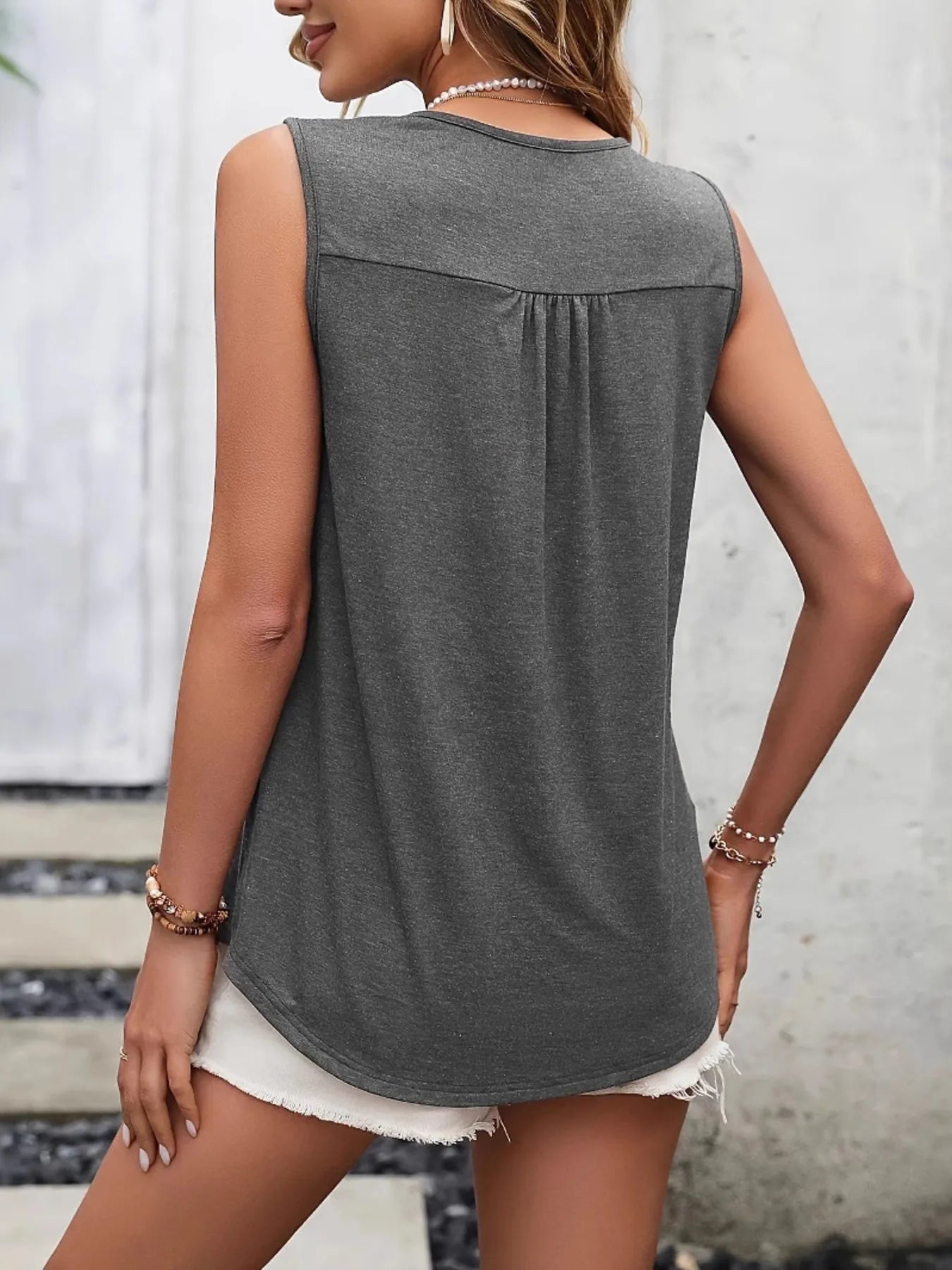 Lace Panel Scoop Neck Tank - Trendsi | Lola Mariee