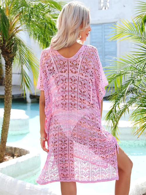 Angel Wings Slit Openwork V-Neck Cover Up – view 2 | Lola Mariee