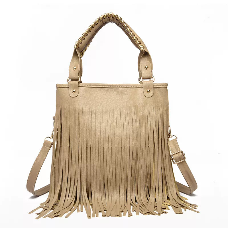 Fringe PU Leather Handbag – view 3 | Lola Mariee