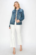 RISEN Full Size Distressed Button Up Jacket - LOLA MARIEE | Lola Mariee