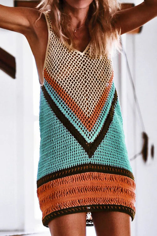 Angel Wings Openwork V-Neck Tank Knit Cover Up – view 2 | Lola Mariee