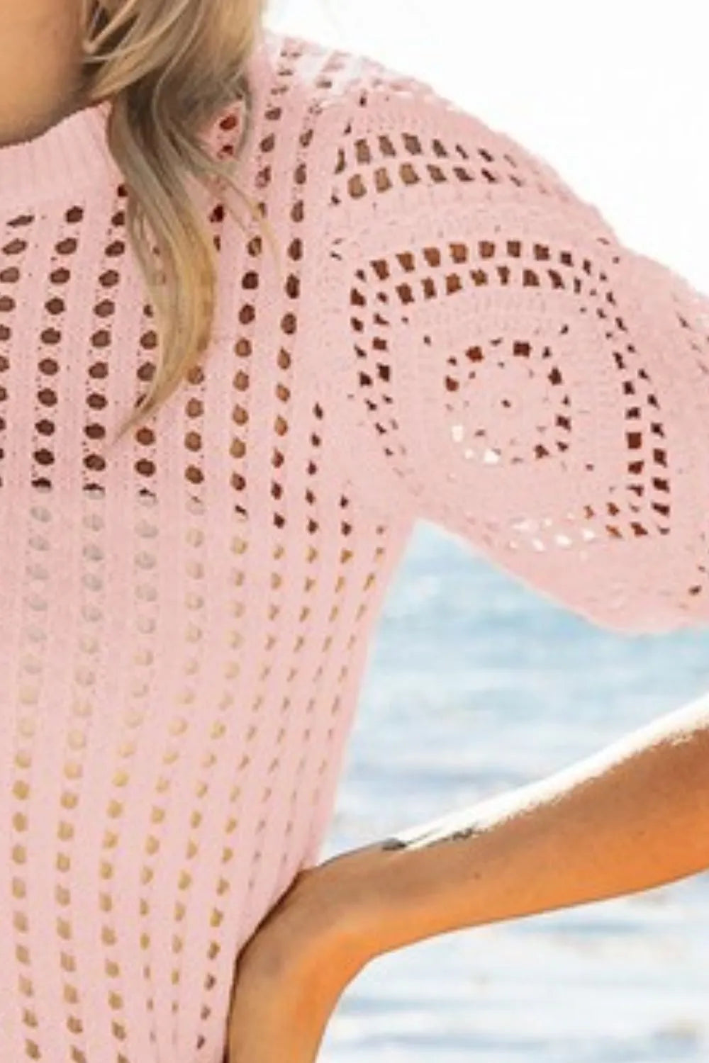 BiBi Crochet Knit Cover Up With Puff Sleeves - Trendsi | Lola Mariee