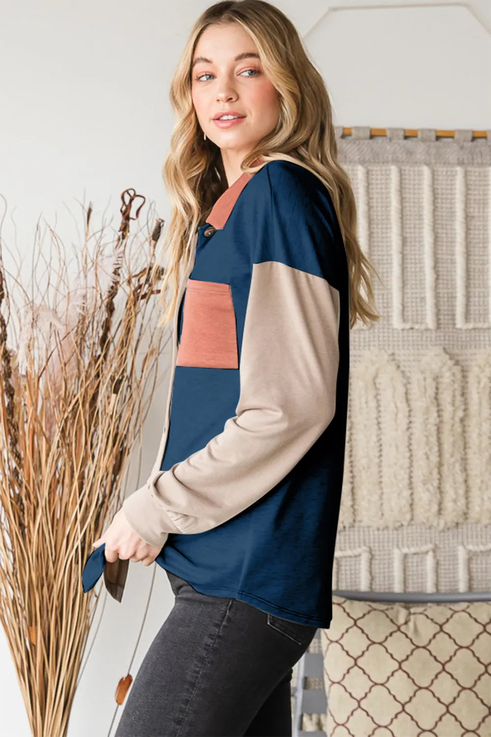 Heimish Full Size Color Block Button Down Shirt – view 3 | Lola Mariee