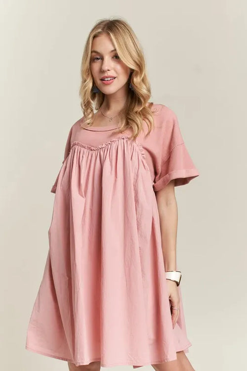 ADORA Round Neck Half Sleeve Babydoll Dress – view 2 | Lola Mariee