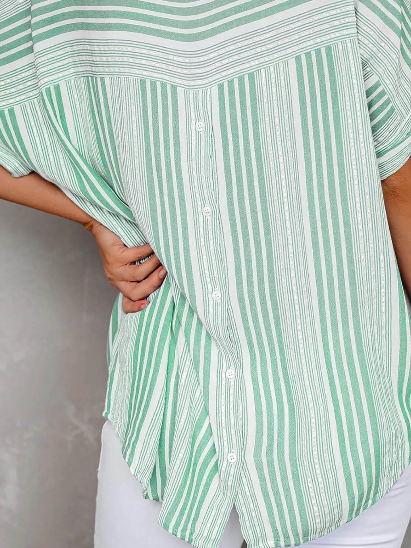 Full Size Collared Neck Half Sleeve Shirt Plus Size - Trendsi | Lola Mariee