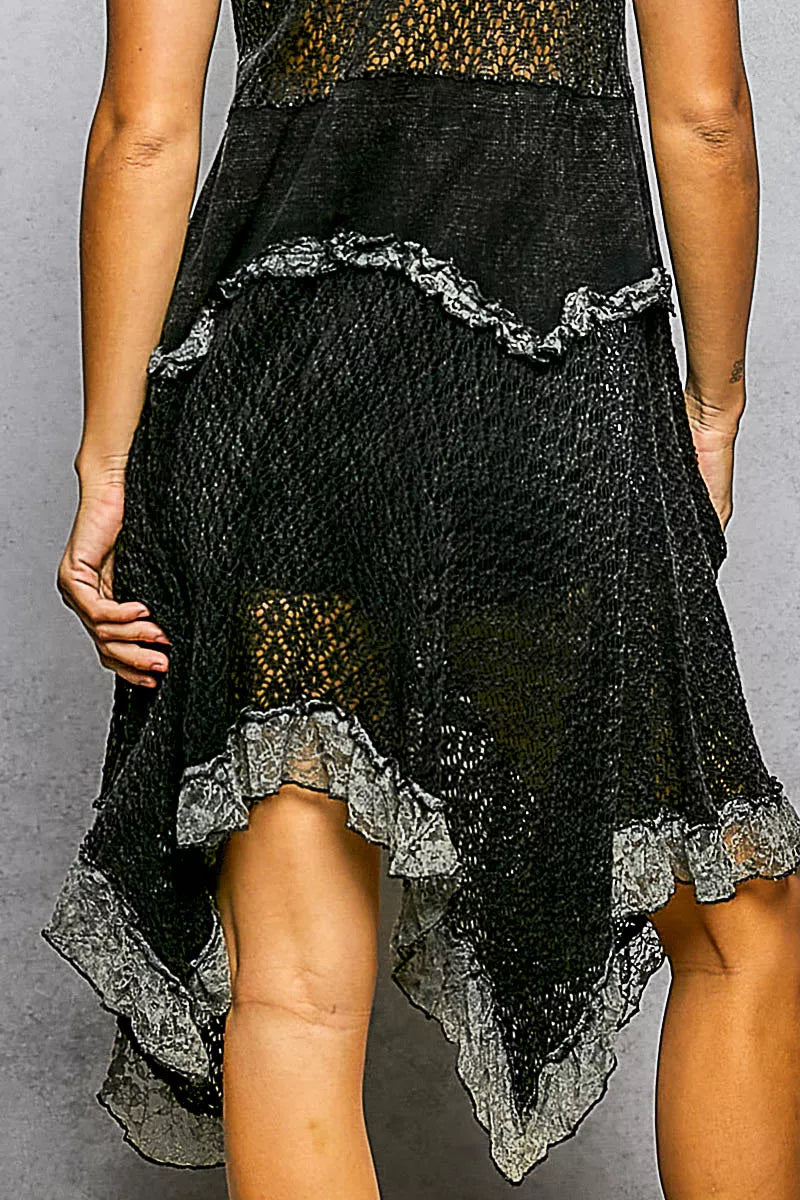 POL Texture Lace Ruffled Sleeveless Dress - Trendsi | Lola Mariee