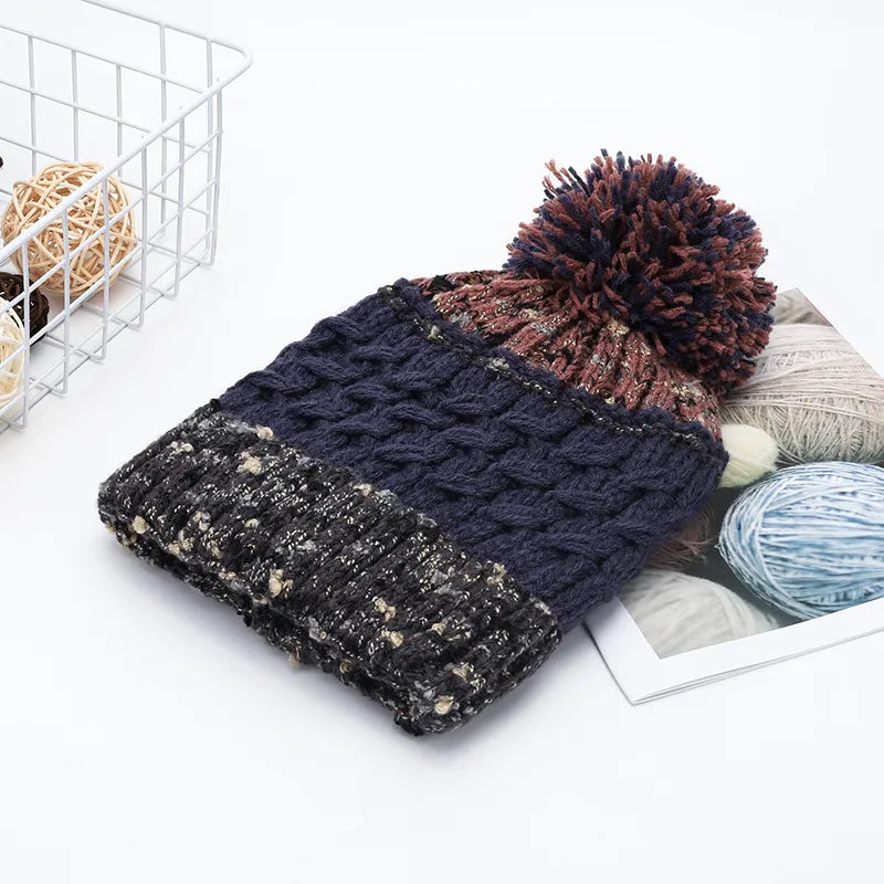 Contrast Thermal Hat with Pompom – view 3 | Lola Mariee