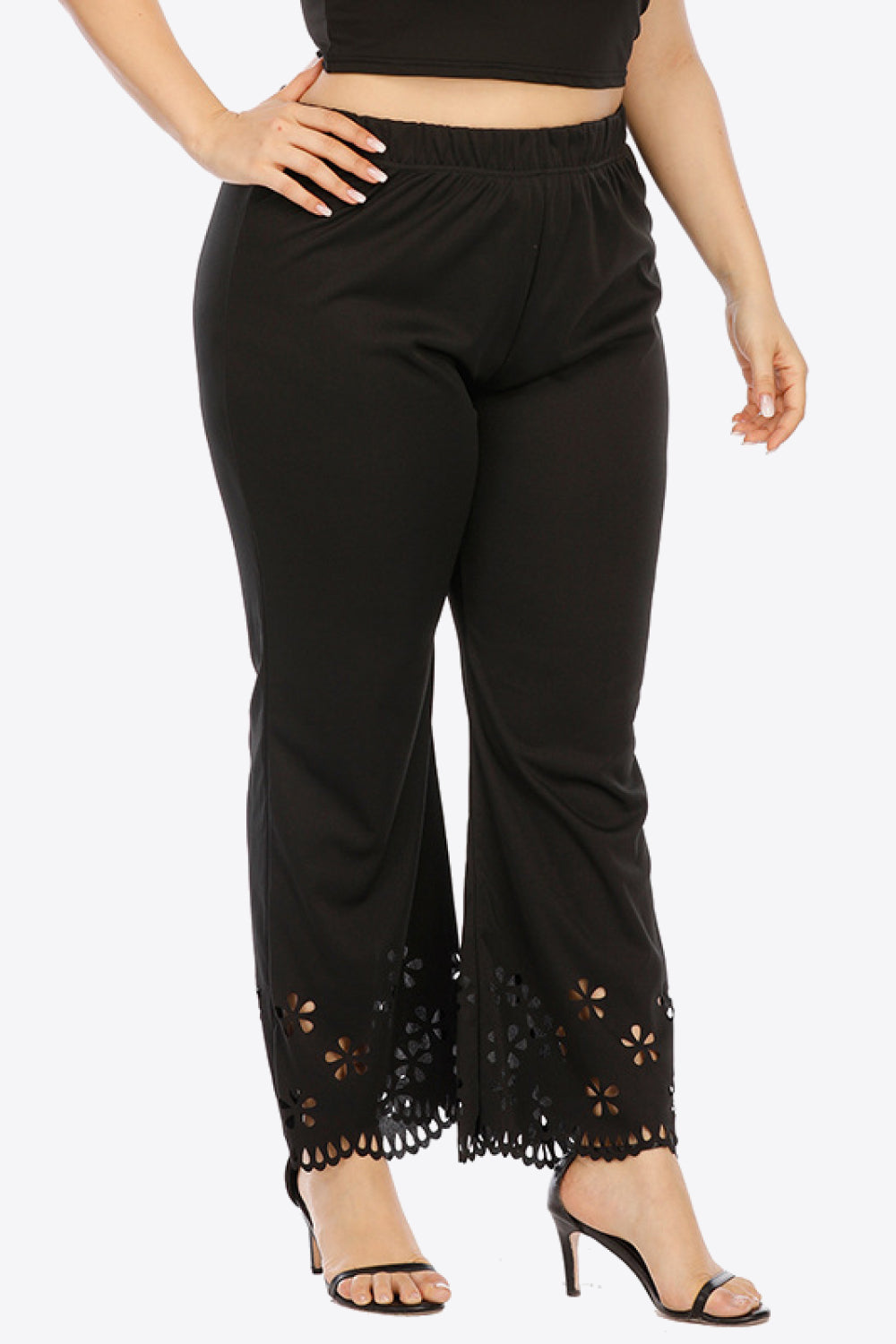 Plus Size Openwork Elastic Waist Pants - Trendsi | Lola Mariee