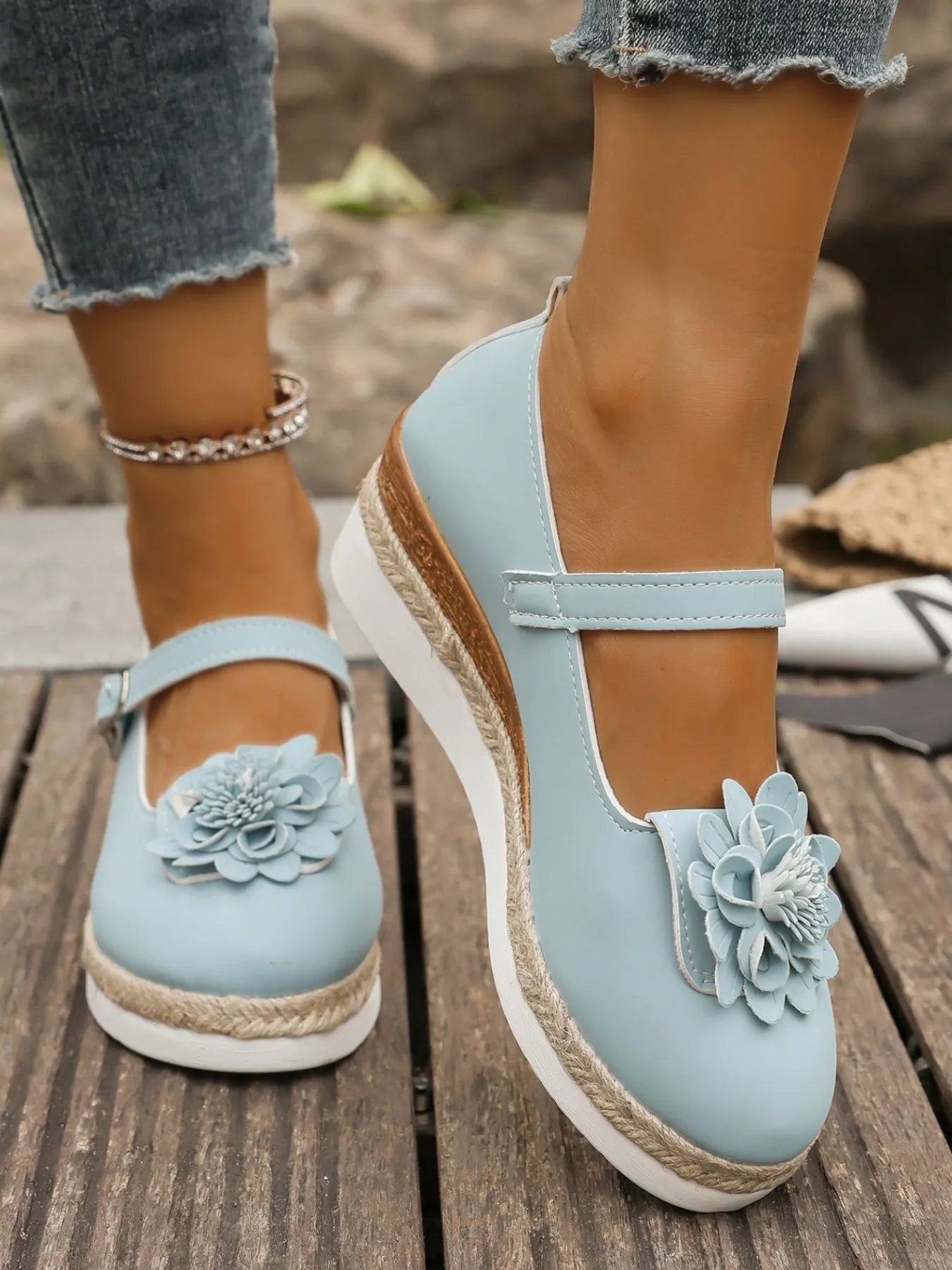Flower Embellished Mary Jane Loafers – view 7 | Lola Mariee
