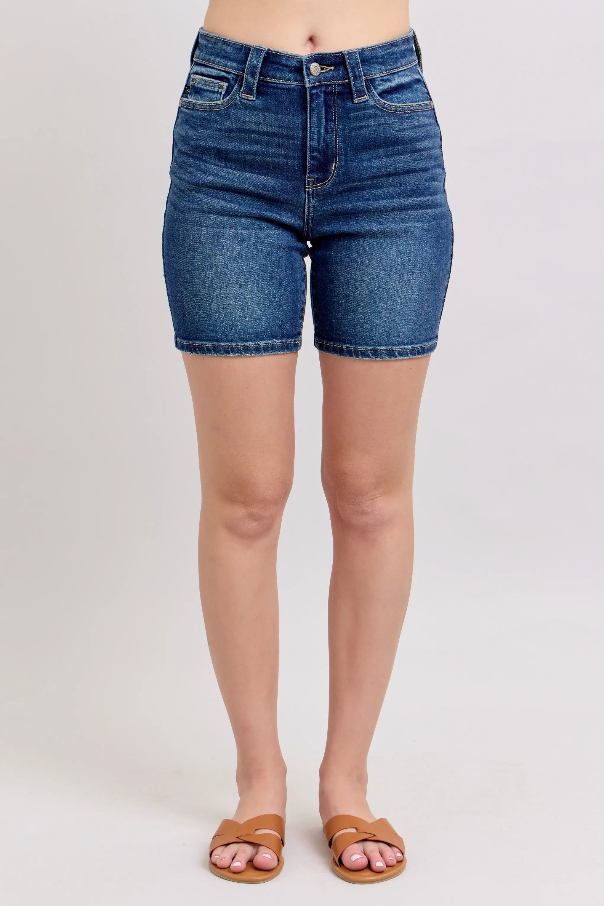 Judy Blue Full Size High Waist Bermudas Jeans W/ Back Flap Pockets Plus Size - women's bottoms at Lola Mariee boutique