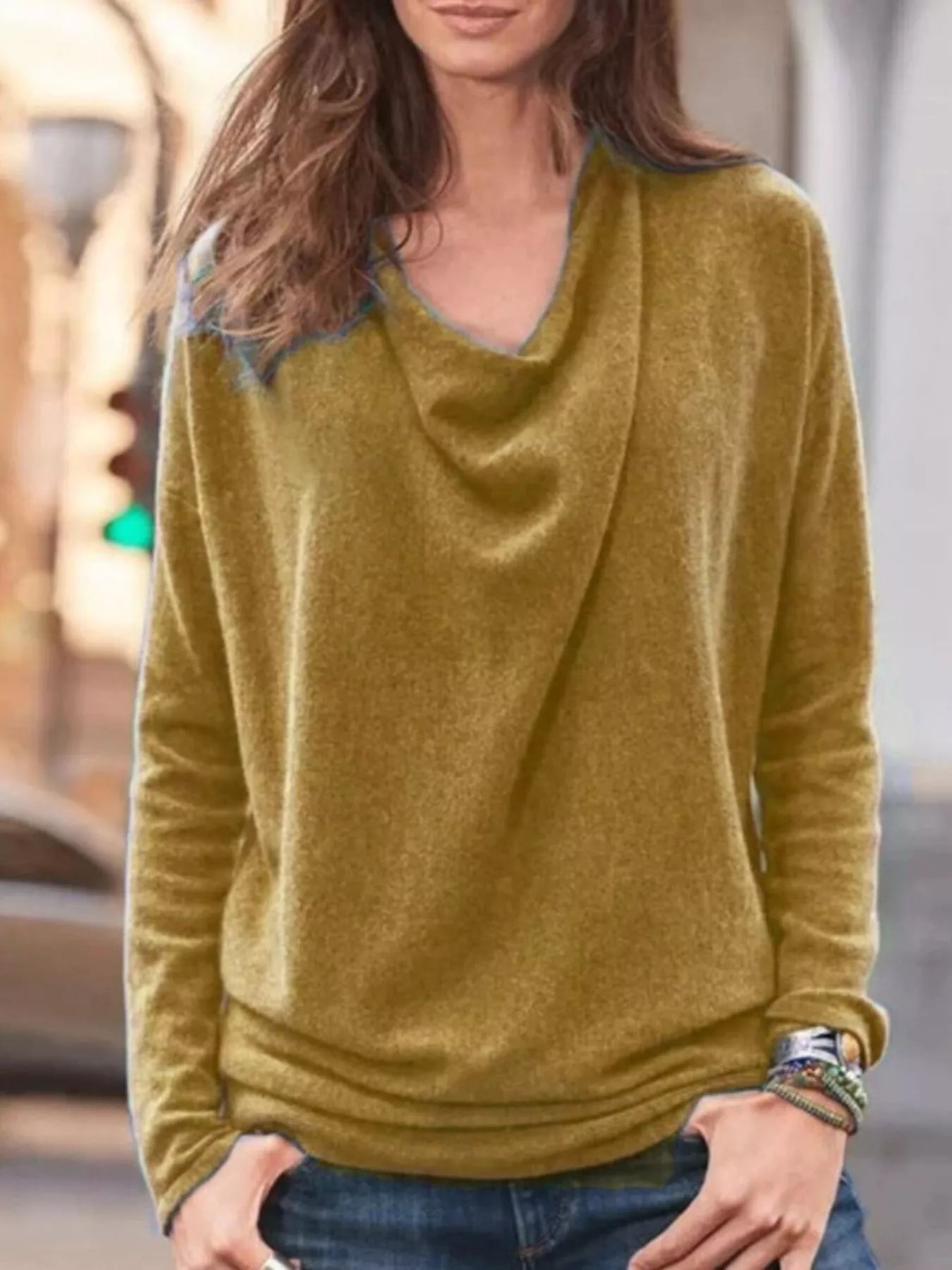 Full Size Cowl Neck Long Sleeve Top Plus Size – view 7 | Lola Mariee
