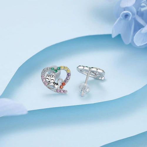 925 Sterling Silver Zircon Heart Stud Earrings | Lola Mariee