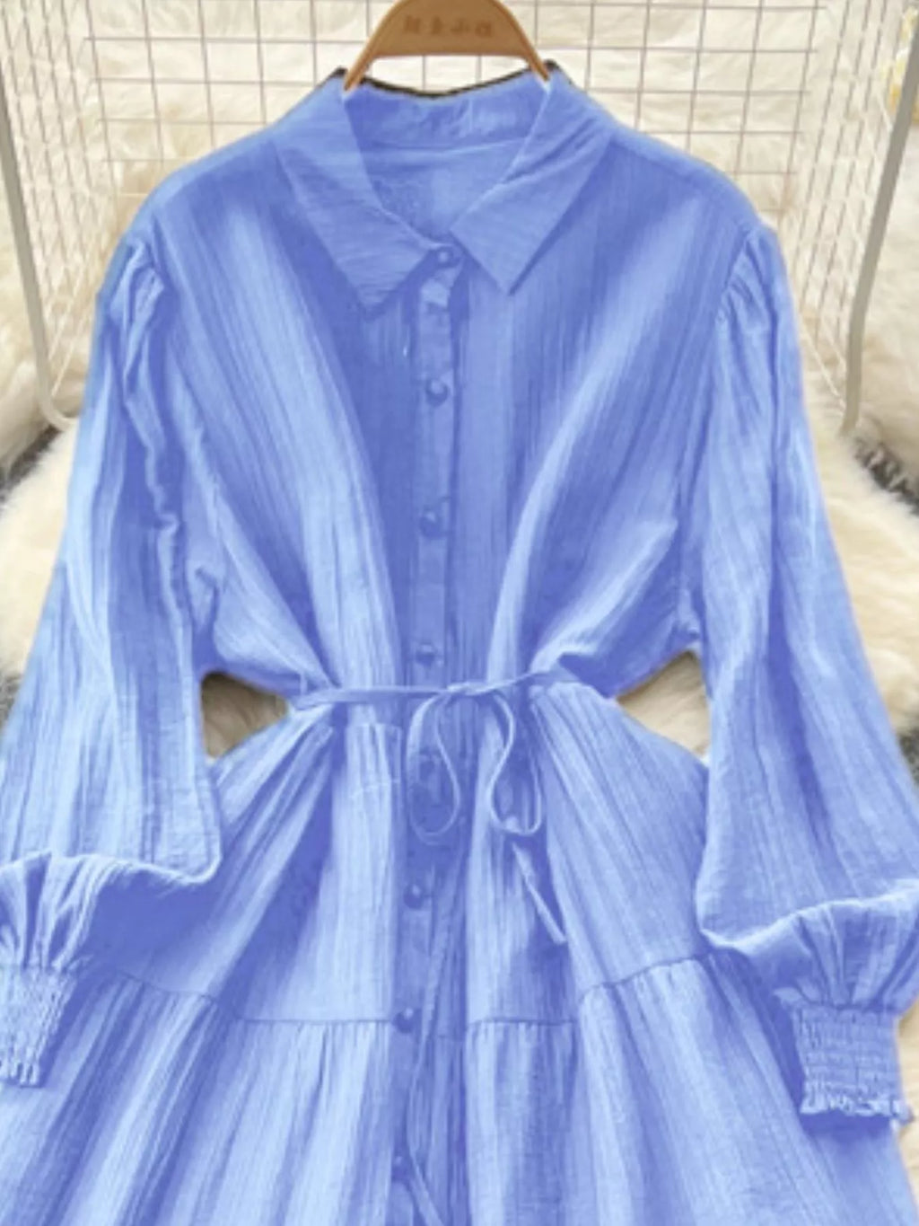 Button Down Tiered Long Sleeve Dress - Trendsi | Lola Mariee