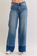 Judy Blue Raw Hem High Waist Column Straight Jeans - women's bottoms at Lola Mariee boutique
