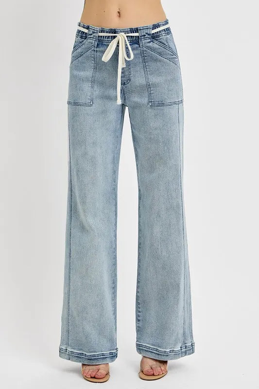 RISEN Full Size Straight Leg Jeans with Pockets Plus Size - women's bottoms at Lola Mariee boutique