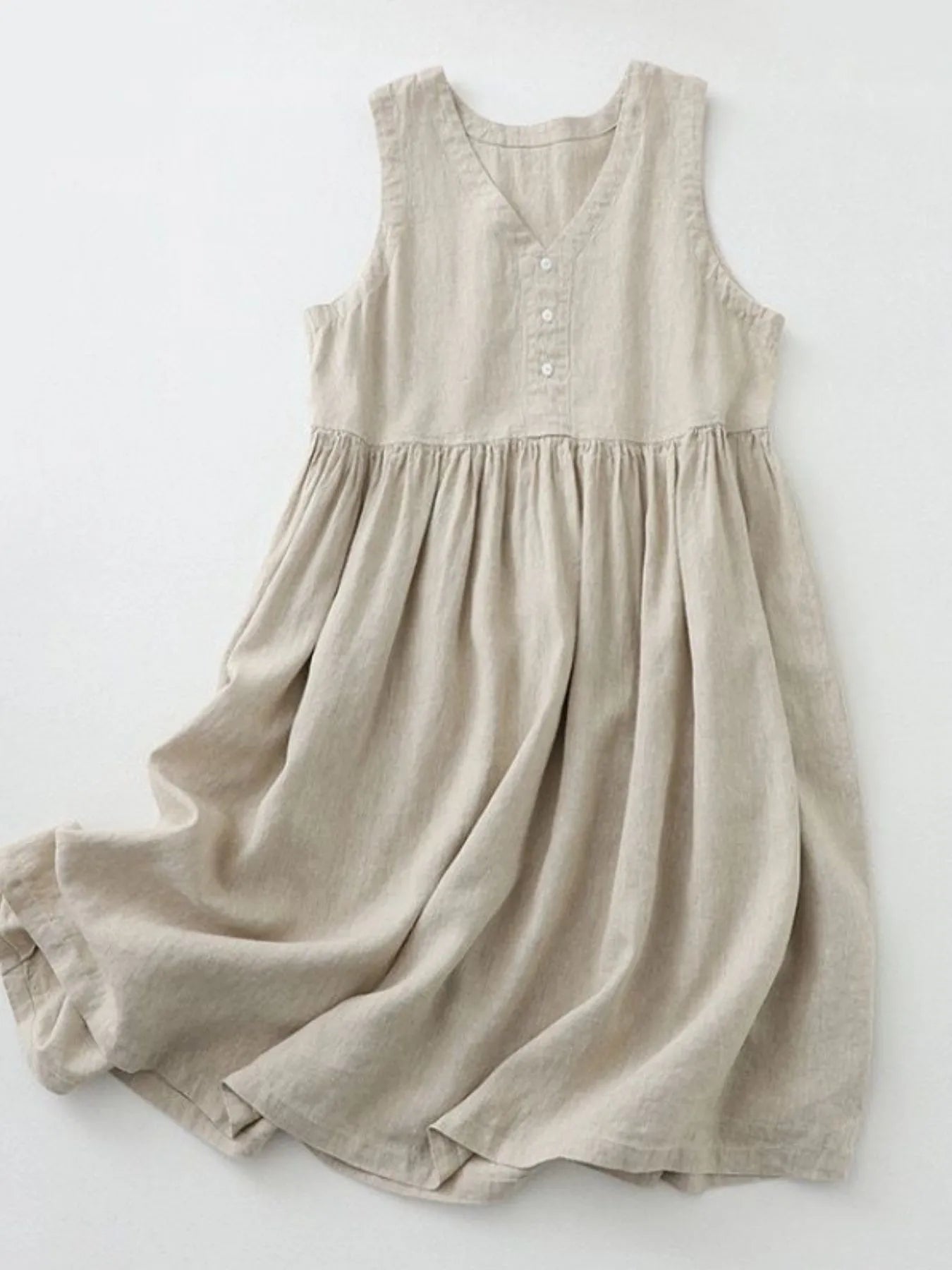 V-Neck Button Detail Sleeveless Midi Dress – view 4 | Lola Mariee