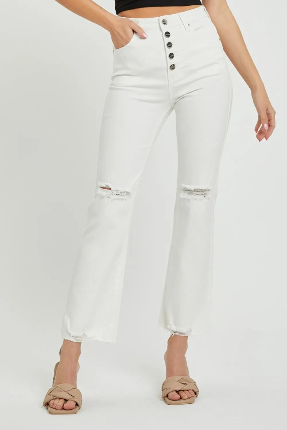 RISEN  Full Size High Rise Button Fly Straight Ankle Jeans - LOLA MARIEE | Lola Mariee