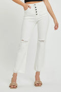 RISEN  Full Size High Rise Button Fly Straight Ankle Jeans - LOLA MARIEE | Lola Mariee
