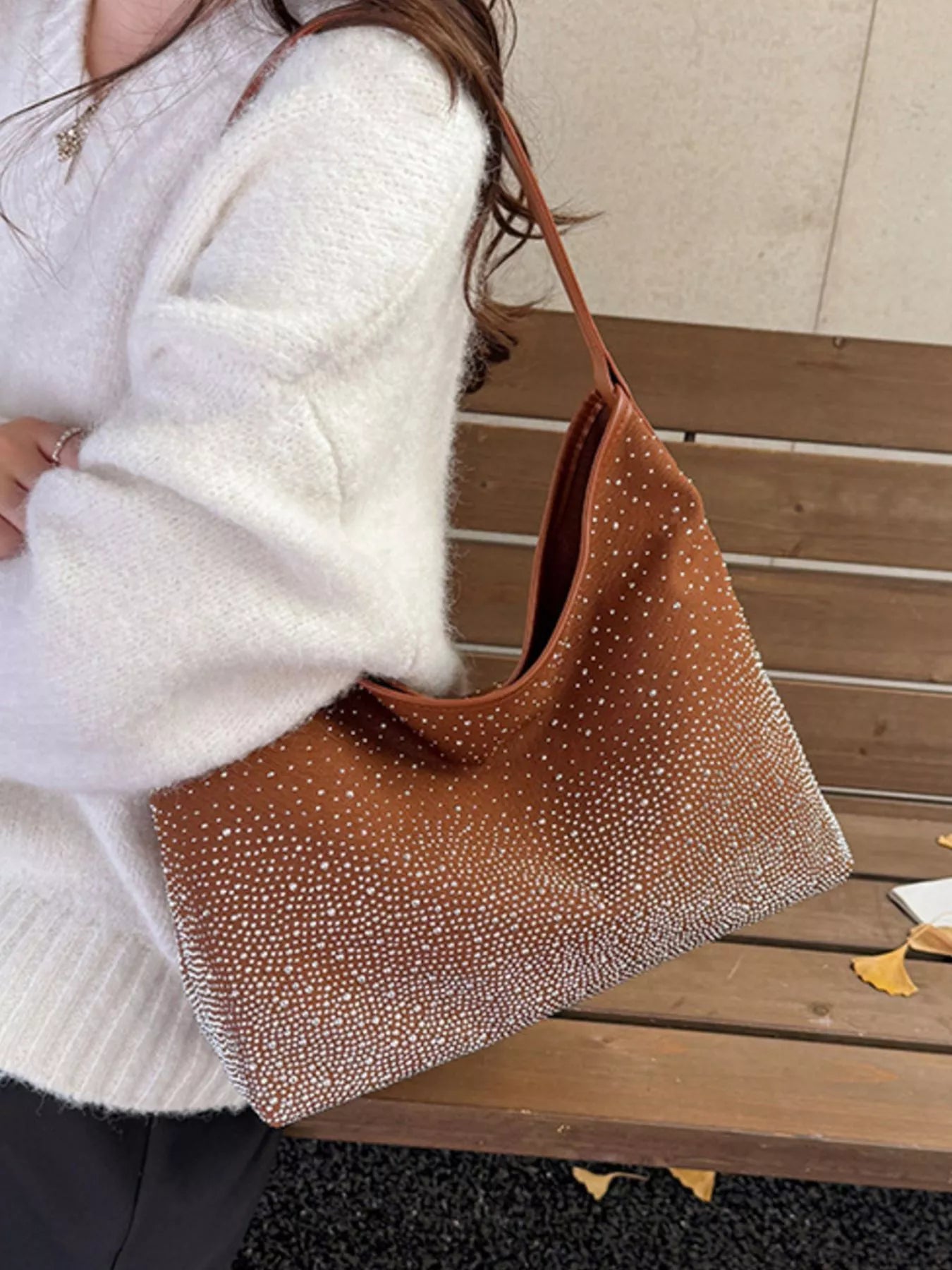Sparkling Rhinestone Hobo Shoulder Bag – view 4 | Lola Mariee
