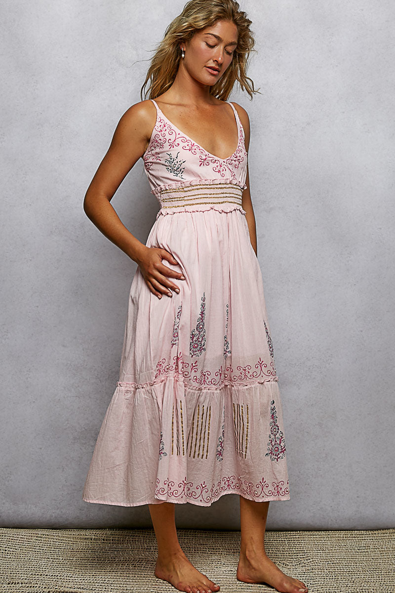 POL Smocked Waistband Floral Midi Cami Dress - Trendsi | Lola Mariee