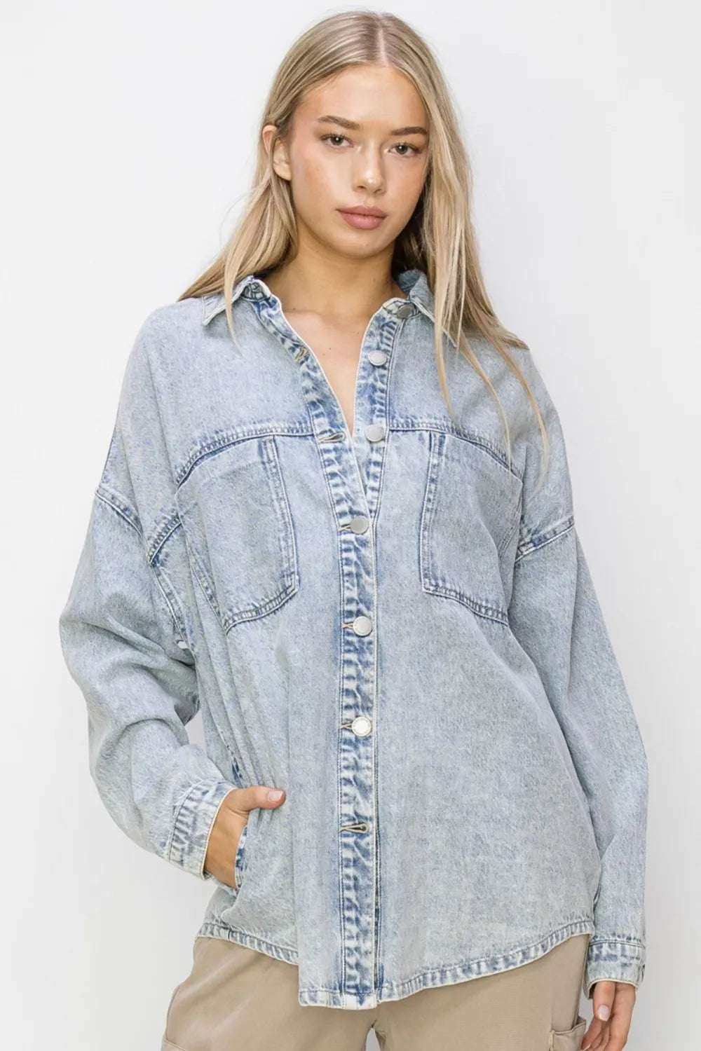 RISEN Button Up Long Sleeve Shacket - LOLA MARIEE | Lola Mariee