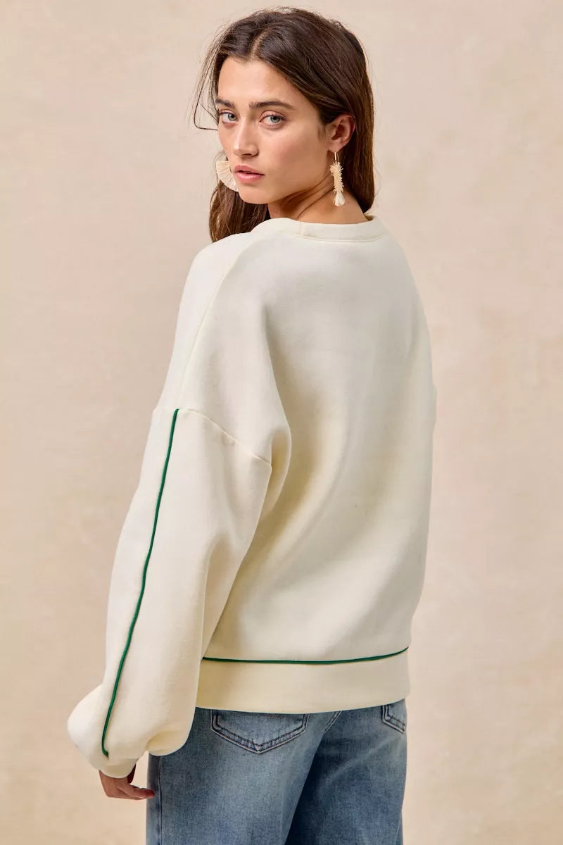 BiBi Cactus Embroidered Fleece Sweatshirt - Trendsi | Lola Mariee