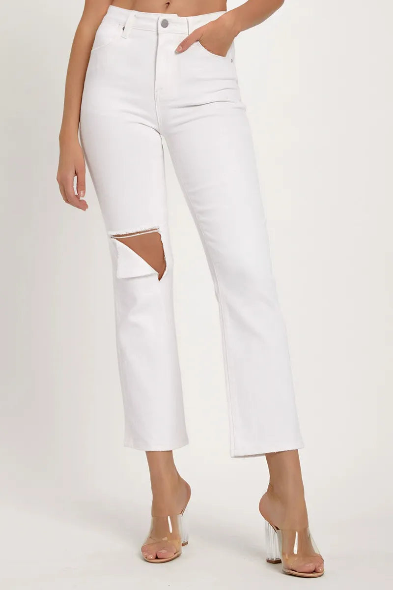 RISEN Full Size Distressed Cropped Straight Jeans - LOLA MARIEE | Lola Mariee