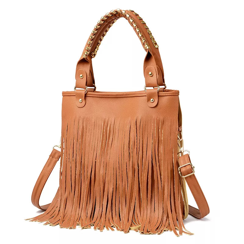 Fringe PU Leather Handbag – view 5 | Lola Mariee