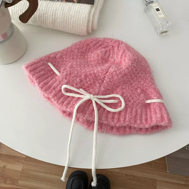 Drawstring Knitted Hat – view 3 | Lola Mariee